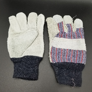 Leather Palm Work Gloves W/Knit Wrist    
